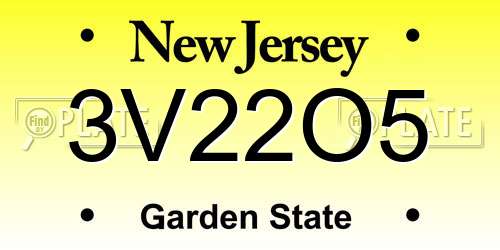 3V22O5 New Jersey License Plate