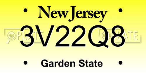 3V22Q8 New Jersey License Plate