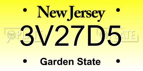 3V27D5 New Jersey License Plate