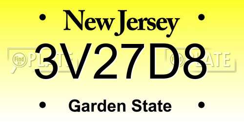 3V27D8 New Jersey License Plate