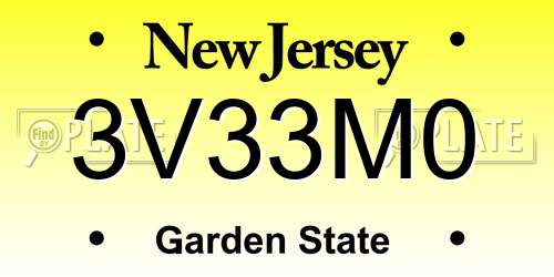 3V33M0 New Jersey License Plate
