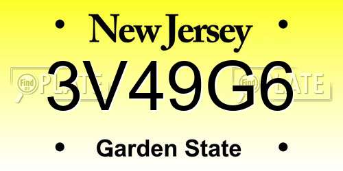 3V49G6 New Jersey License Plate