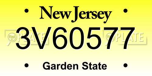 3V60577 New Jersey License Plate