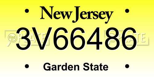 3V66486 New Jersey License Plate