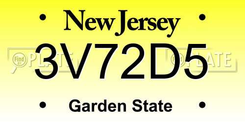 3V72D5 New Jersey License Plate