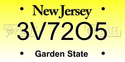 3V72O5 New Jersey License Plate