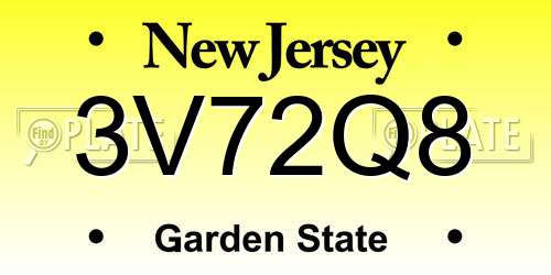 3V72Q8 New Jersey License Plate