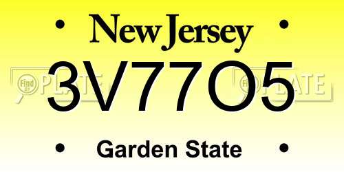 3V77O5 New Jersey License Plate