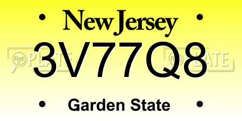 3V77Q8 New Jersey License Plate