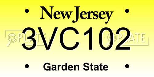 3VC102 New Jersey License Plate
