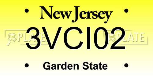 3VCI02 New Jersey License Plate