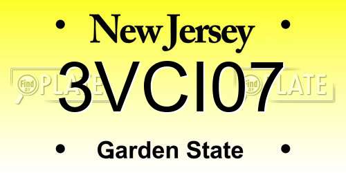 3VCI07 New Jersey License Plate