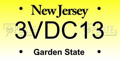 3VDC13 New Jersey License Plate