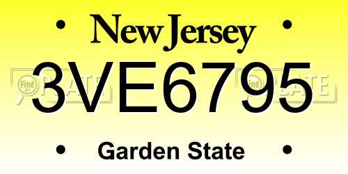 3VE6795 New Jersey License Plate