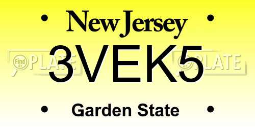 3VEK5 New Jersey License Plate