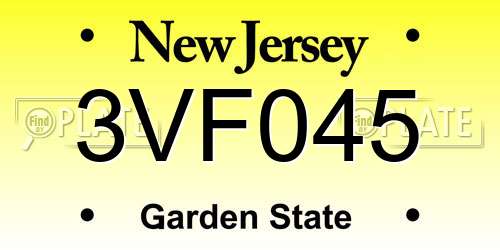 3VF045 New Jersey License Plate