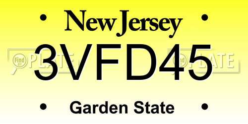 3VFD45 New Jersey License Plate