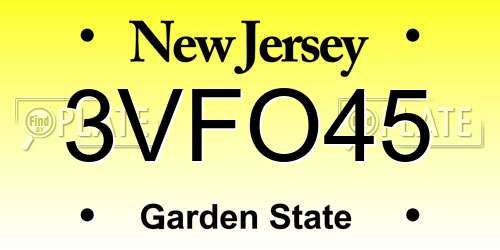 3VFO45 New Jersey License Plate