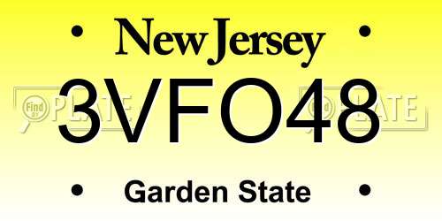 3VFO48 New Jersey License Plate