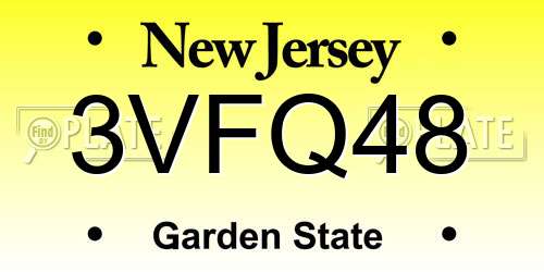 3VFQ48 New Jersey License Plate