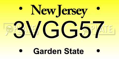 3VGG57 New Jersey License Plate