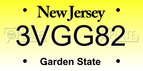 3VGG82 New Jersey License Plate