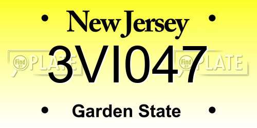3VI047 New Jersey License Plate