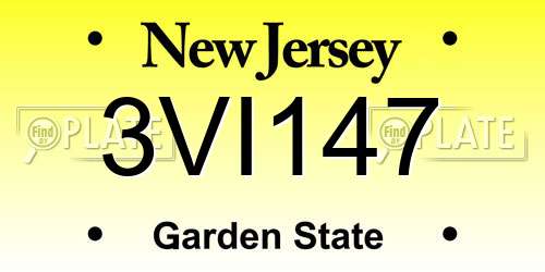 3VI147 New Jersey License Plate