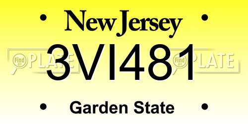 3VI481 New Jersey License Plate