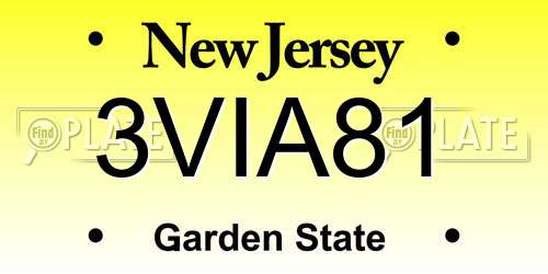 3VIA81 New Jersey License Plate