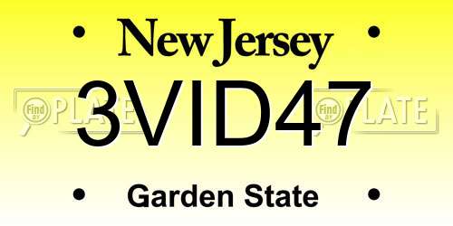 3VID47 New Jersey License Plate