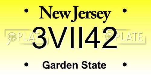 3VII42 New Jersey License Plate