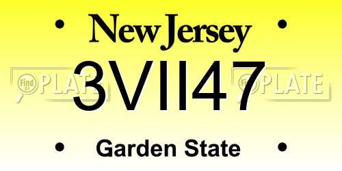 3VII47 New Jersey License Plate