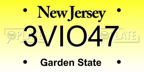 3VIO47 New Jersey License Plate
