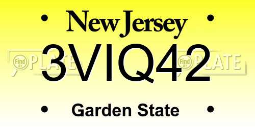 3VIQ42 New Jersey License Plate
