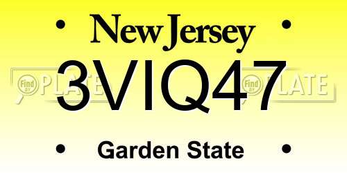 3VIQ47 New Jersey License Plate