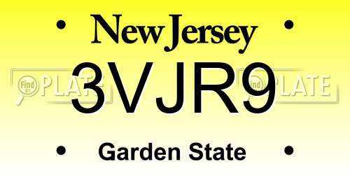 3VJR9 New Jersey License Plate