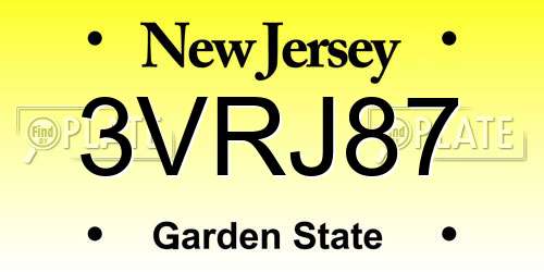 3VRJ87 New Jersey License Plate