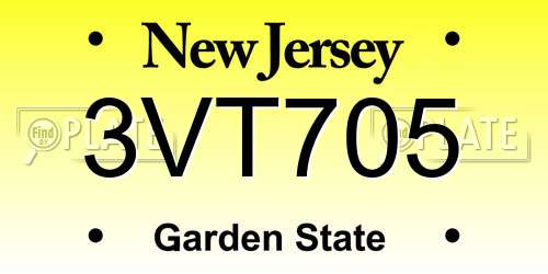 3VT705 New Jersey License Plate