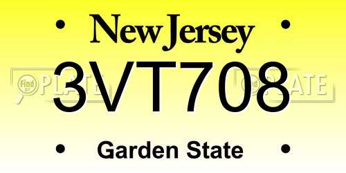 3VT708 New Jersey License Plate