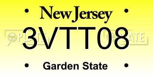 3VTT08 New Jersey License Plate