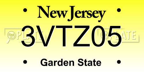 3VTZ05 New Jersey License Plate