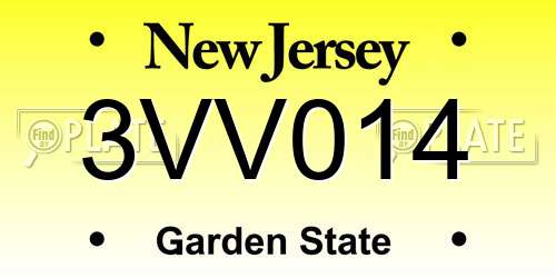 3VV014 New Jersey License Plate