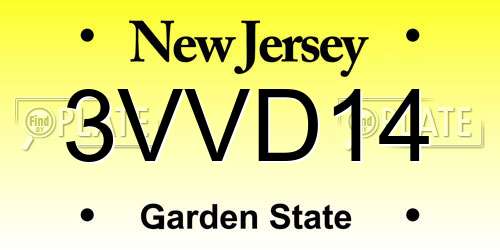 3VVD14 New Jersey License Plate