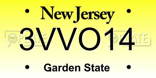 3VVO14 New Jersey License Plate