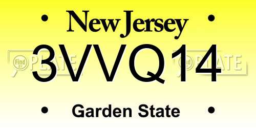 3VVQ14 New Jersey License Plate