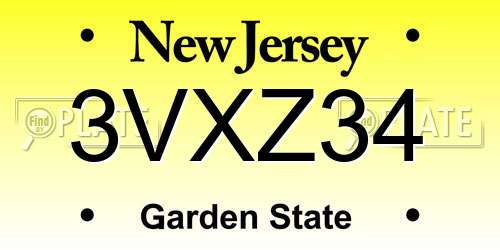 3VXZ34 New Jersey License Plate