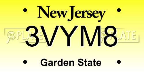 3VYM8 New Jersey License Plate