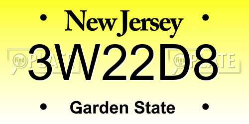 3W22D8 New Jersey License Plate