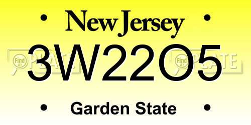 3W22O5 New Jersey License Plate